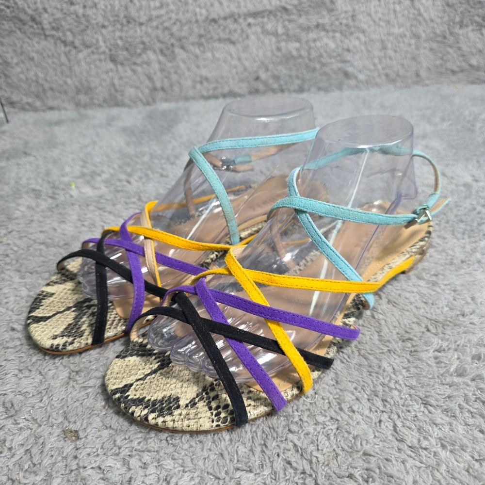 Schutz‎ Gemmia Sandals Multicolor Suede Strappy Snakeskin Women 10B